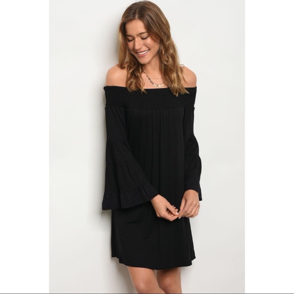 Bell sleeve off shoulder jersey tunic dress XS - Picture 2 of 3